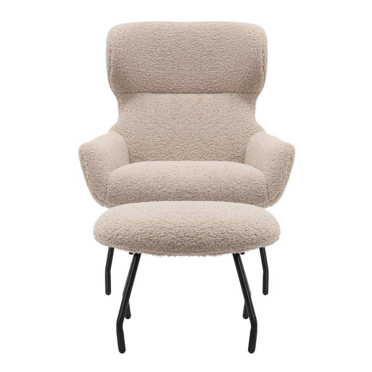 Sessel und Hocker Set Teddyfell Taupe - HomeDesign Knaus