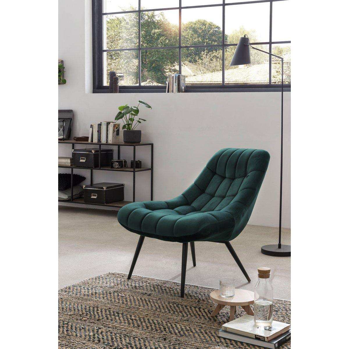 Sessel XXL Samt grün Metall schwarz - HomeDesign Knaus