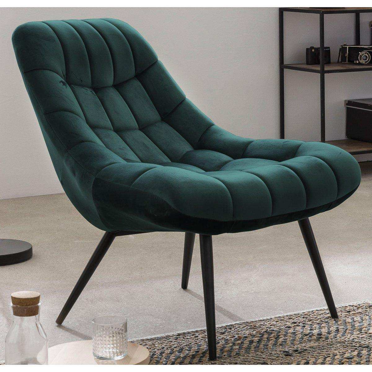 Sessel XXL Samt grün Metall schwarz - HomeDesign Knaus