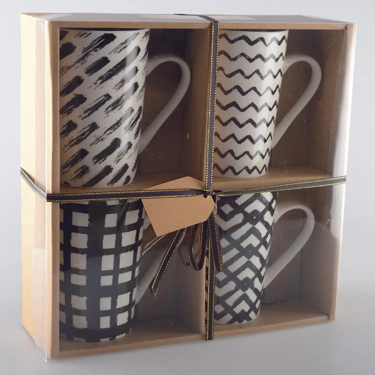 SET 4 BECHER 450ML SCHWARZ & WEISS - HomeDesign Knaus