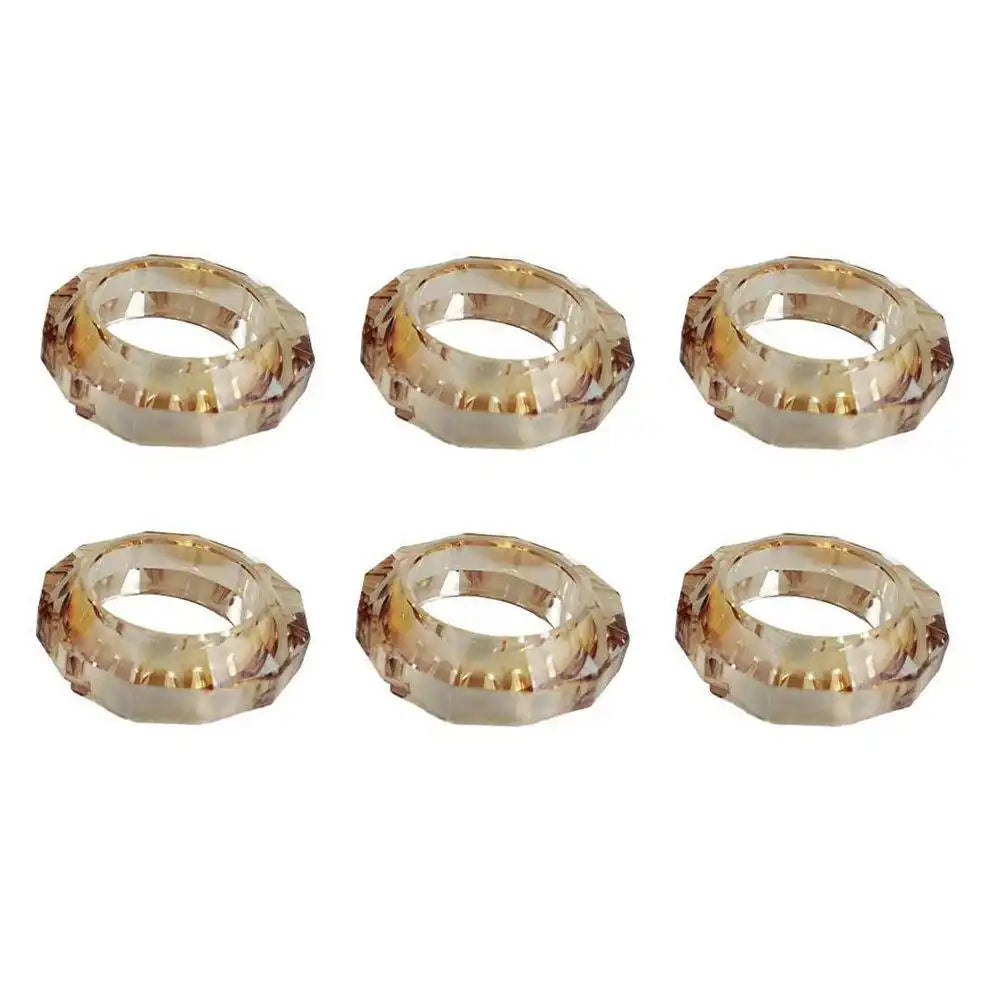 SET AUS 6 SERVIETTENRINGEN AUS BERNSTEINKRISTALL - HomeDesign Knaus