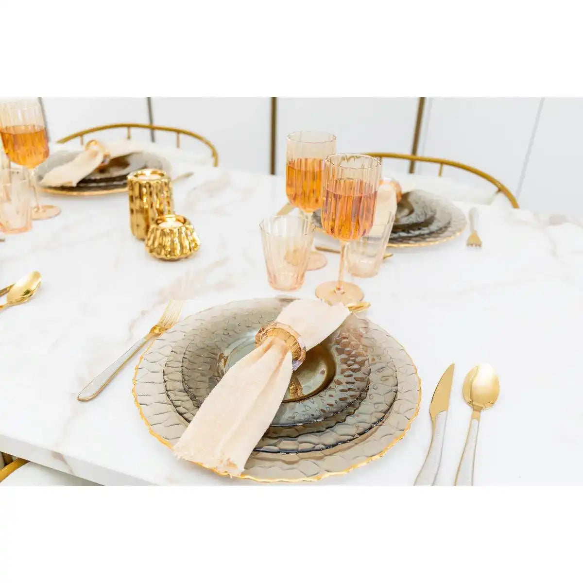SET AUS 6 SERVIETTENRINGEN AUS BERNSTEINKRISTALL - HomeDesign Knaus