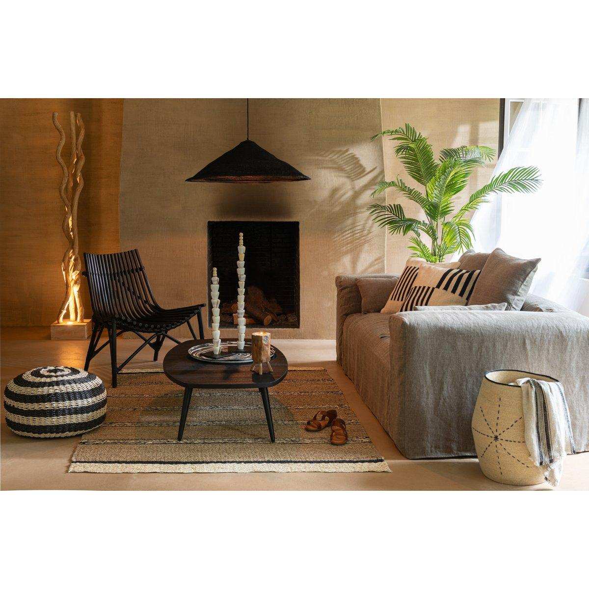 Set mit 3 Korbsternen mit gepunkteten Linien, Seegras, Natur/Schwarz - HomeDesign Knaus