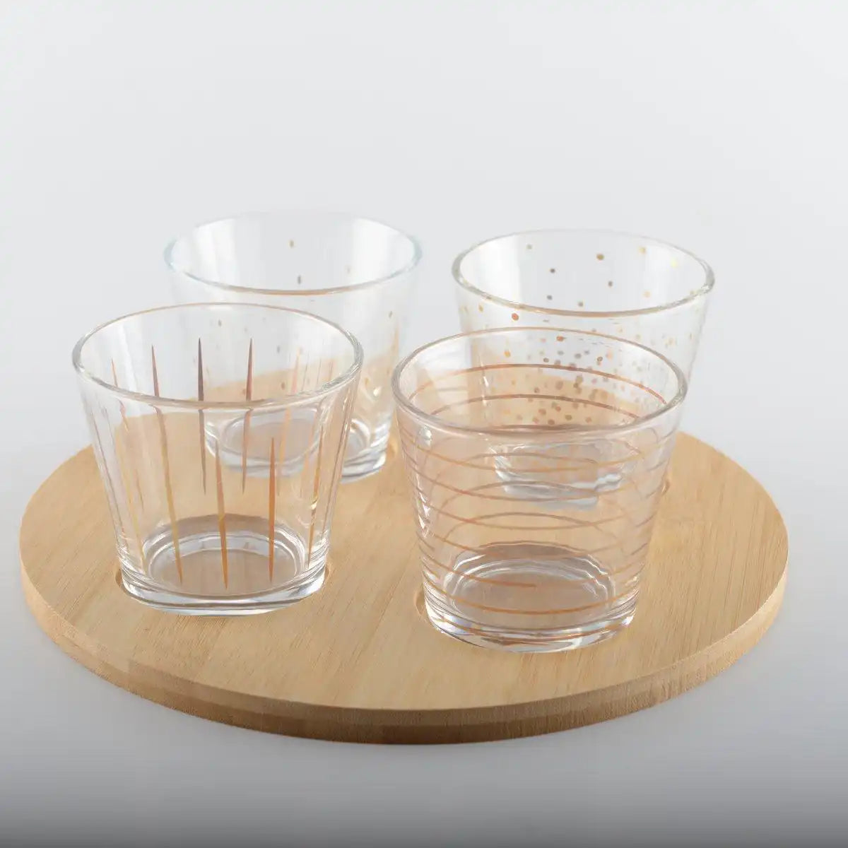 Set von 4 goldenen Tassen mit Holzschalen - HomeDesign Knaus