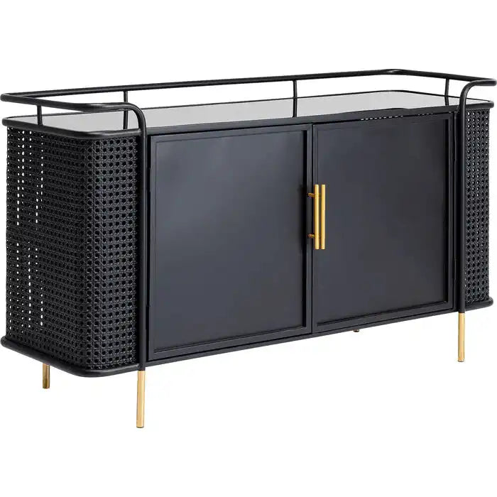 Sideboard Fence lackierten Stahl Gestell Gold 120x70cm - HomeDesign Knaus