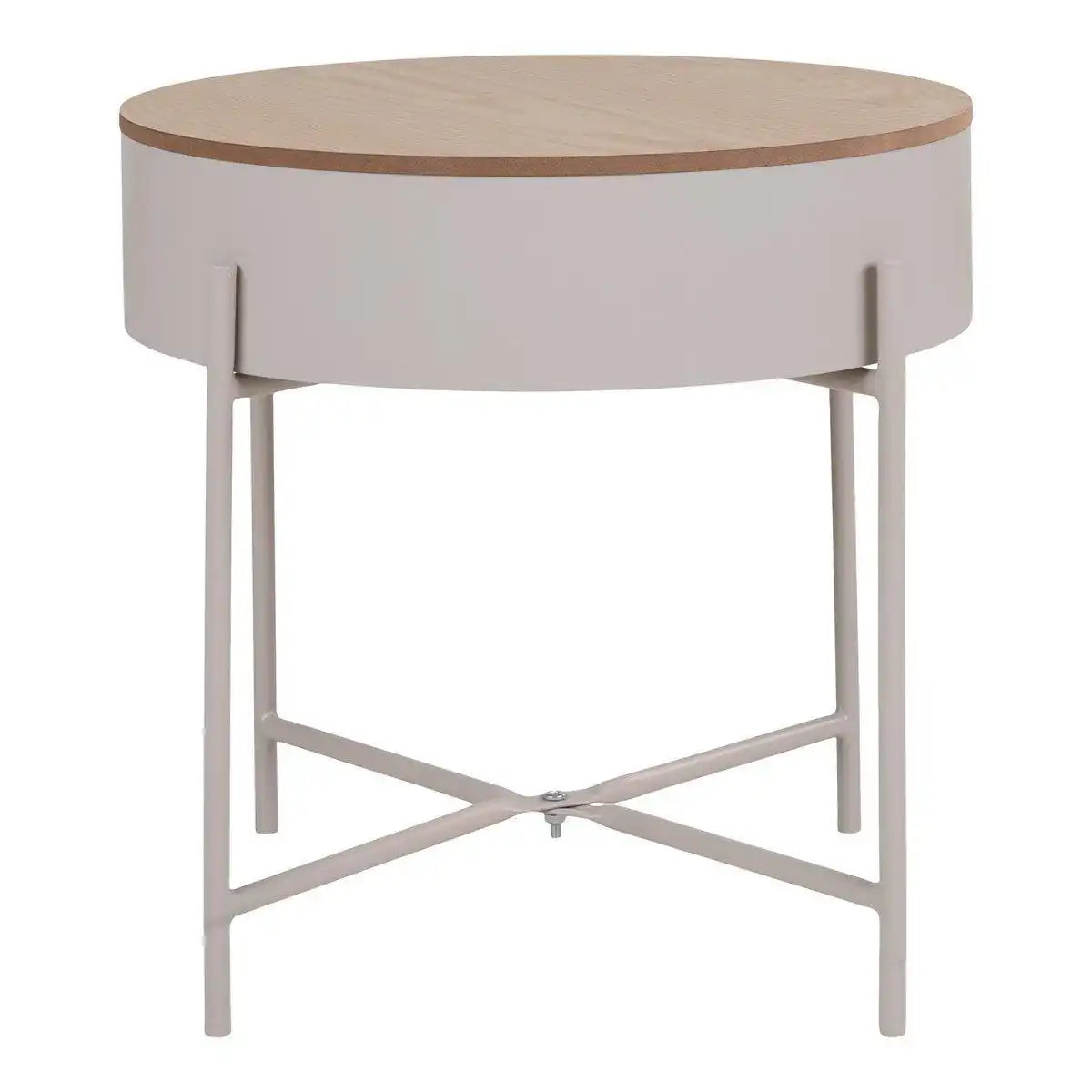 Sisco Beistelltisch – Beistelltisch aus beige-hellgrau pulverbeschichtetem Stahl, Ø40x40 cm - HomeDesign Knaus