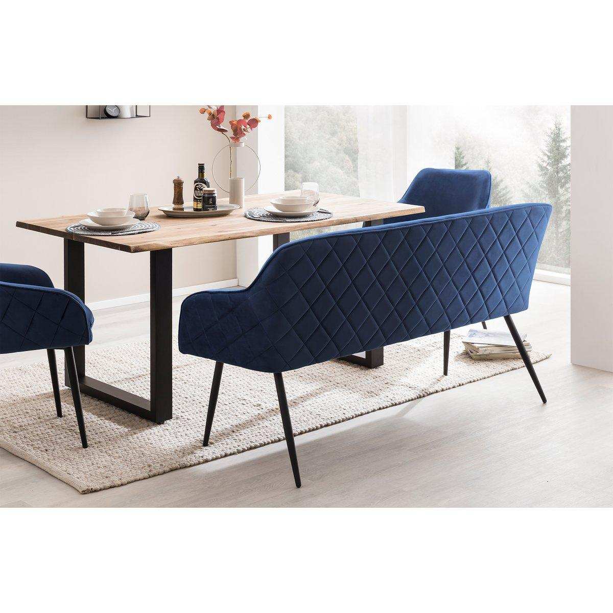 Sitzbank 160 cm Samt Blau - HomeDesign Knaus