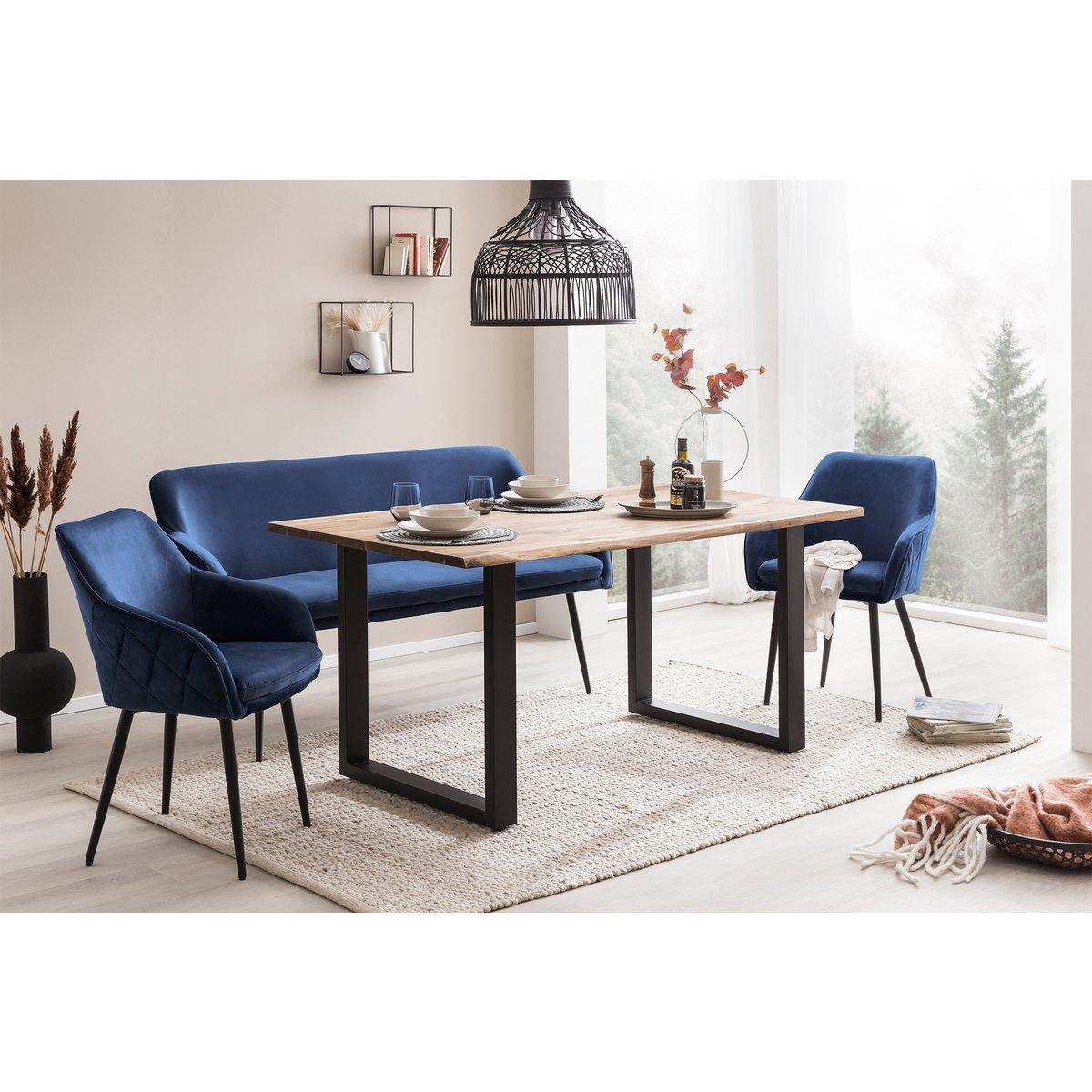 Sitzbank 160 cm Samt Blau - HomeDesign Knaus