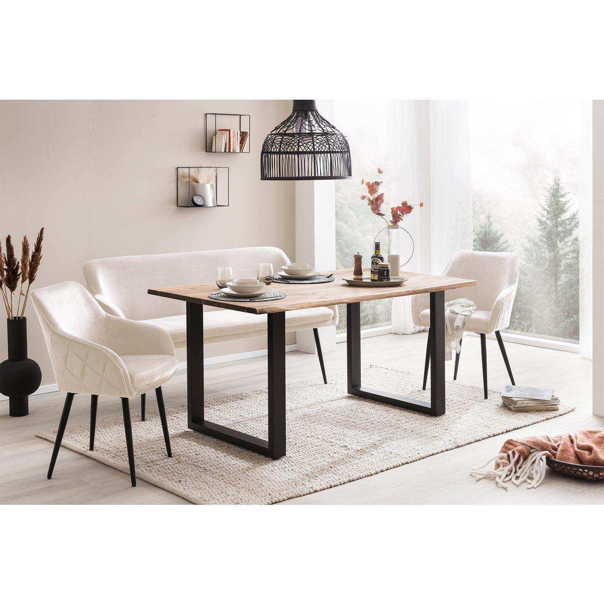 Sitzbank 160 cm Samt Creme - HomeDesign Knaus