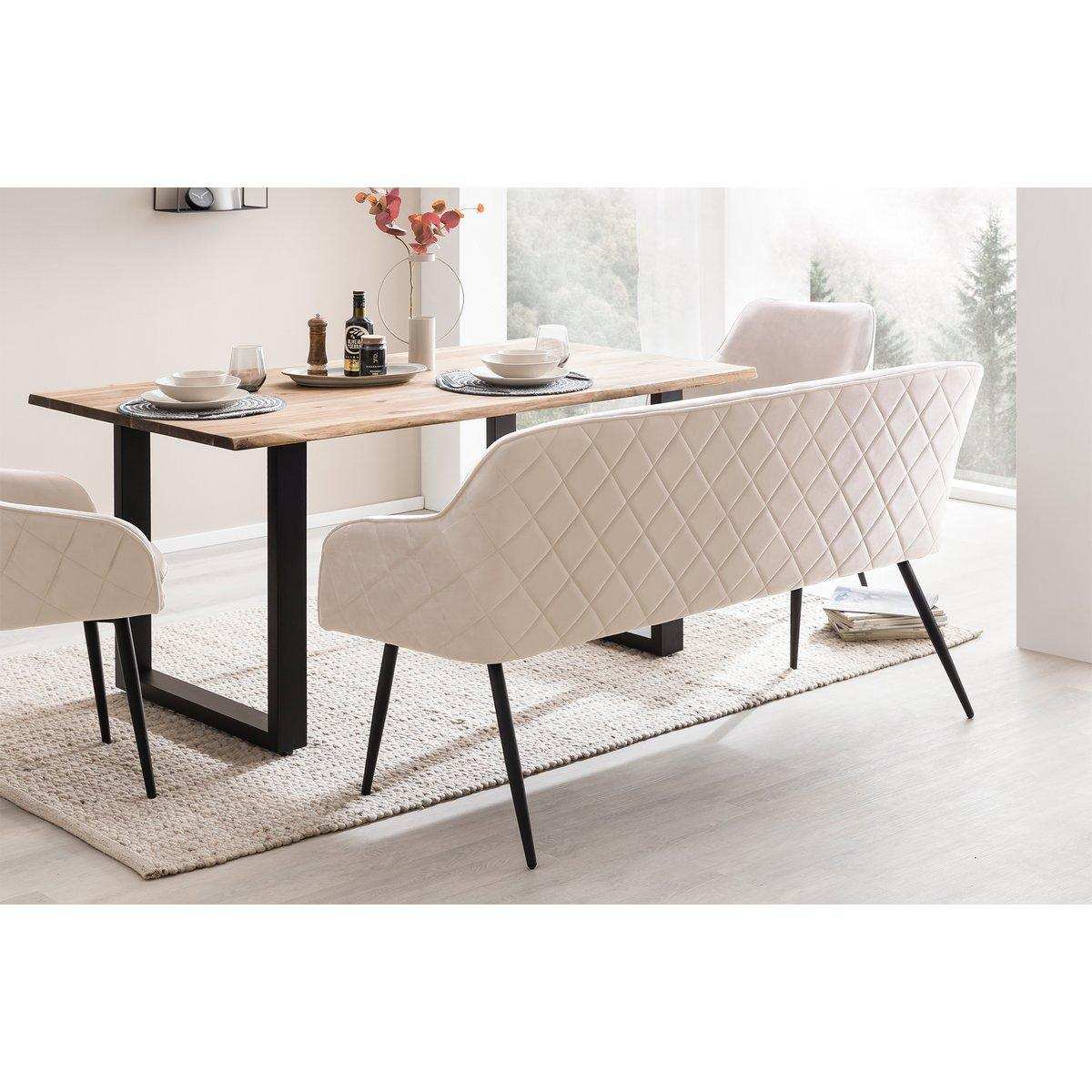 Sitzbank 160 cm Samt Creme - HomeDesign Knaus