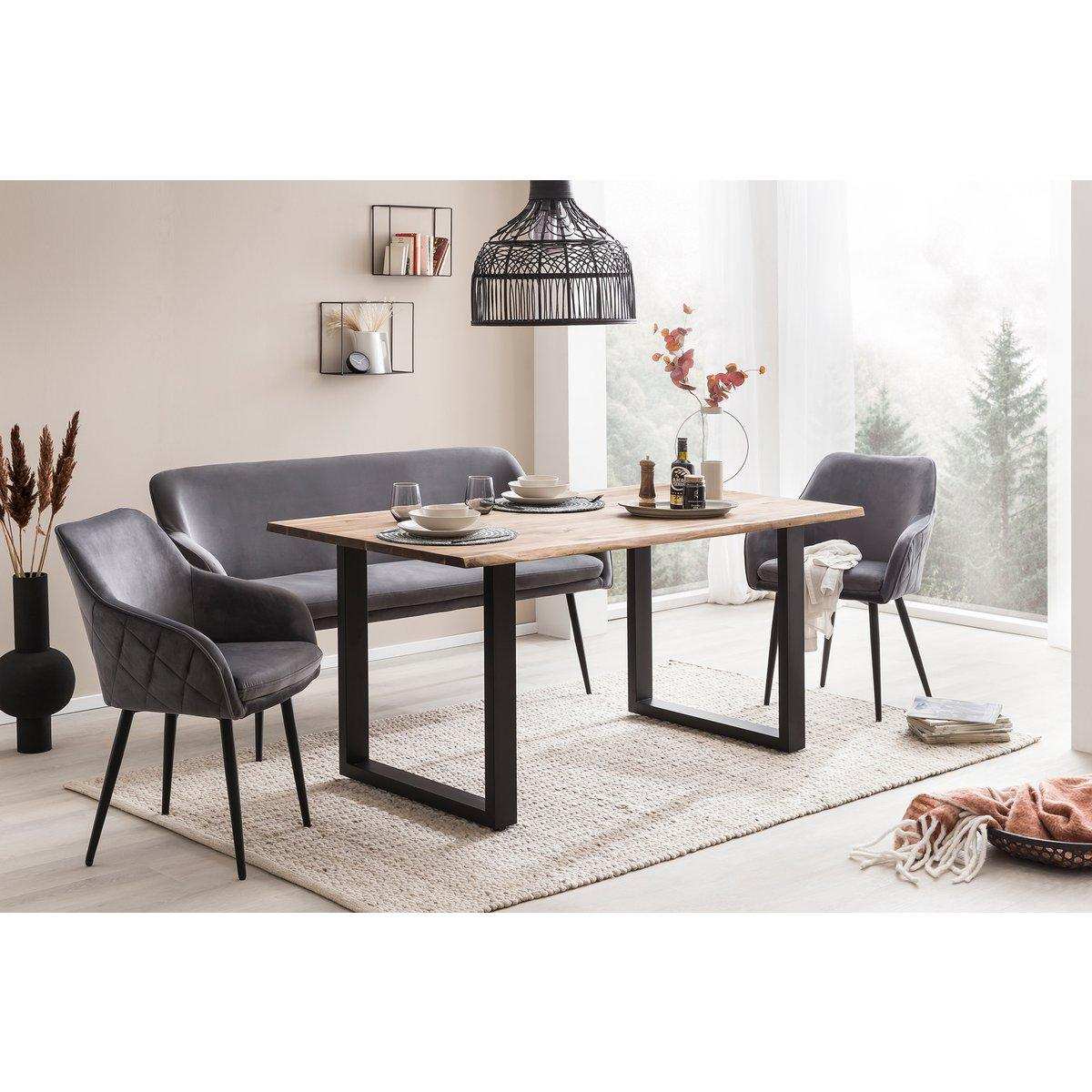 Sitzbank 160 cm Samt Grau - HomeDesign Knaus