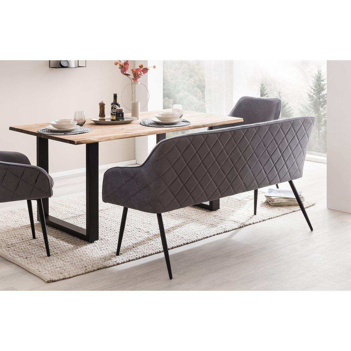 Sitzbank 160 cm Samt Grau - HomeDesign Knaus