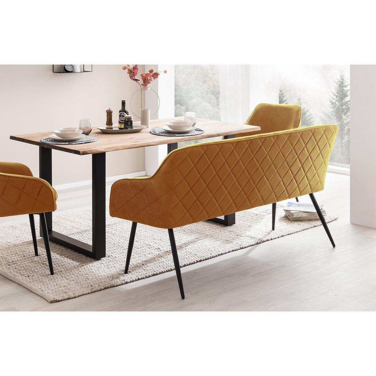 Sitzbank 160 cm Samt Senfgelb - HomeDesign Knaus