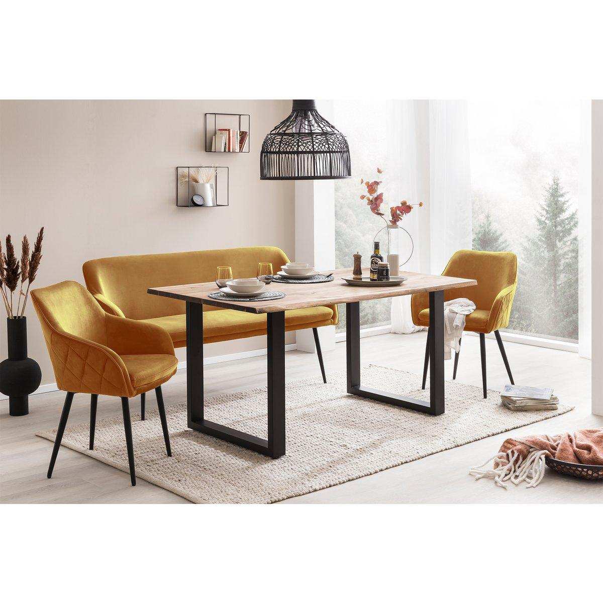 Sitzbank 160 cm Samt Senfgelb - HomeDesign Knaus