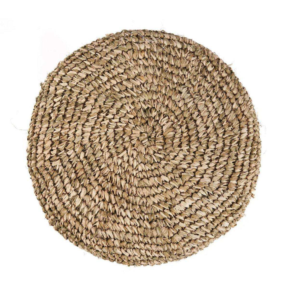 Sitzhocker Raffia-Hocker Dschungelgrün Teakholz - HomeDesign Knaus