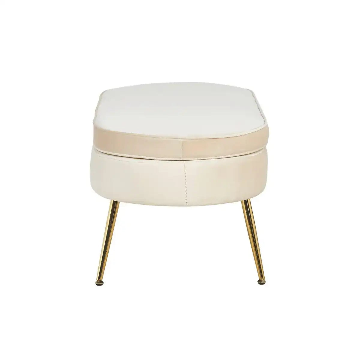 Sitzpouf oval aus Samt Beige - HomeDesign Knaus