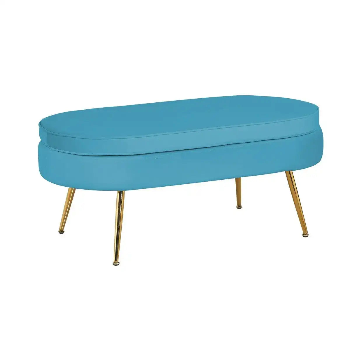Sitzpouf oval aus Samt Blau - HomeDesign Knaus