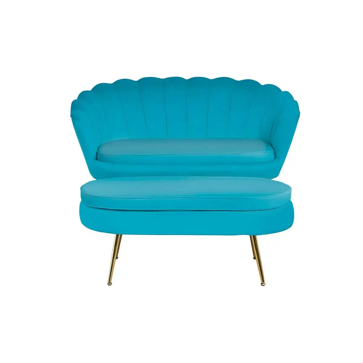 Sitzpouf oval aus Samt Blau - HomeDesign Knaus