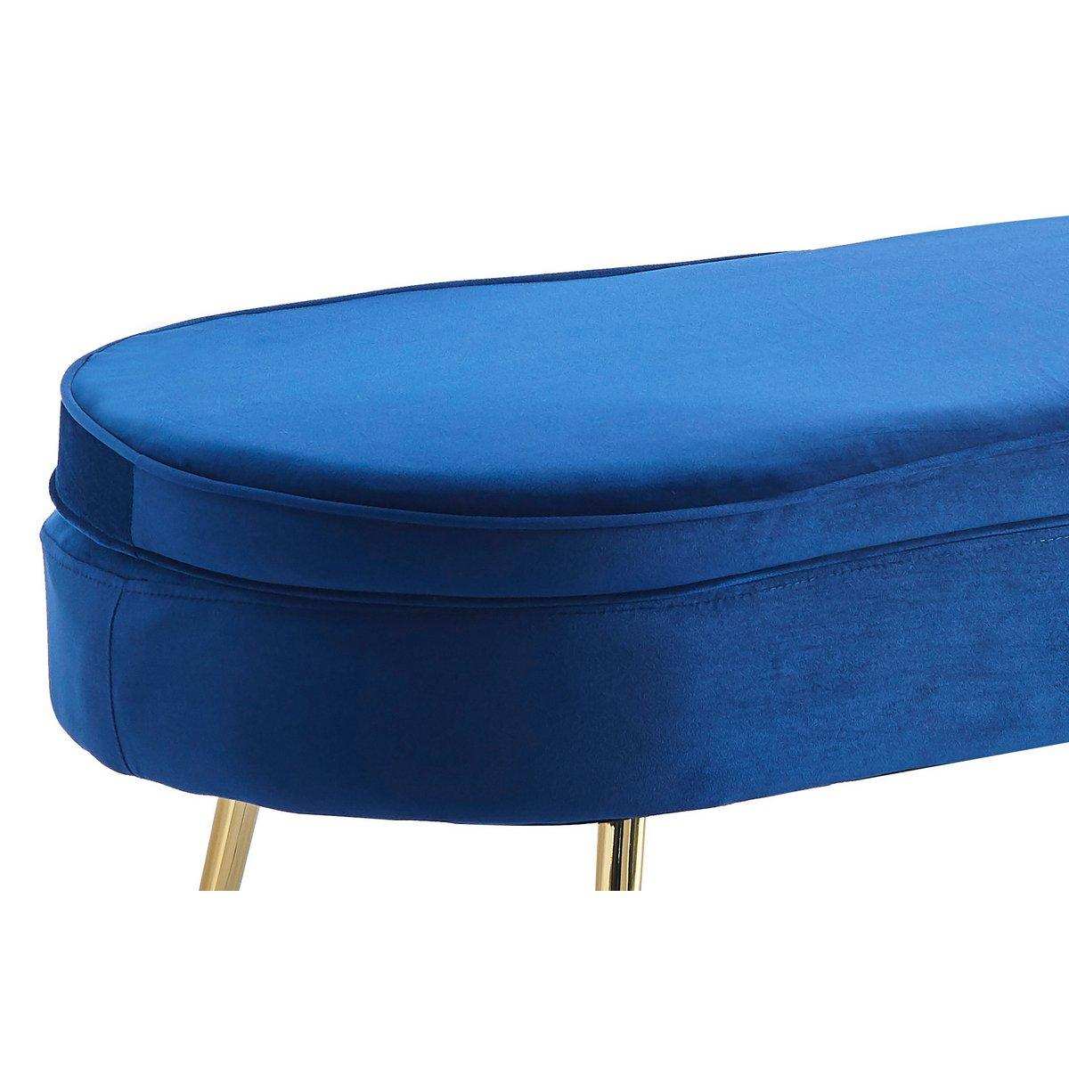 Sitzpouf oval aus Samt Dunkelblau - HomeDesign Knaus