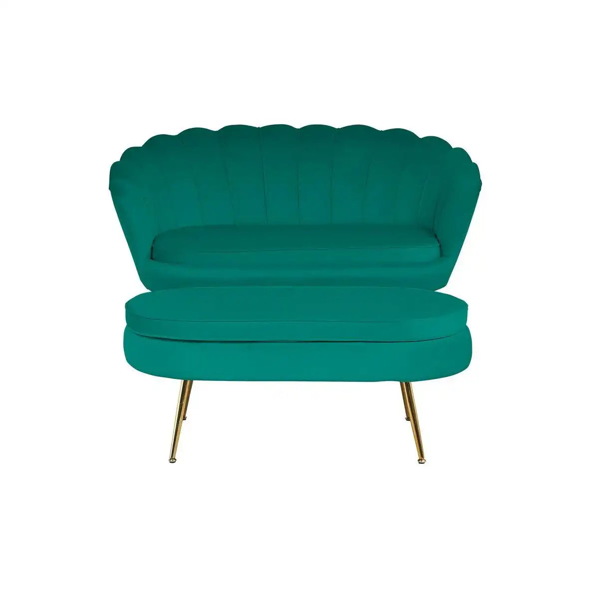 Sitzpouf oval aus Samt Grün - HomeDesign Knaus