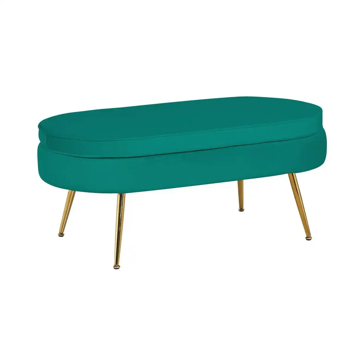 Sitzpouf oval aus Samt Grün - HomeDesign Knaus