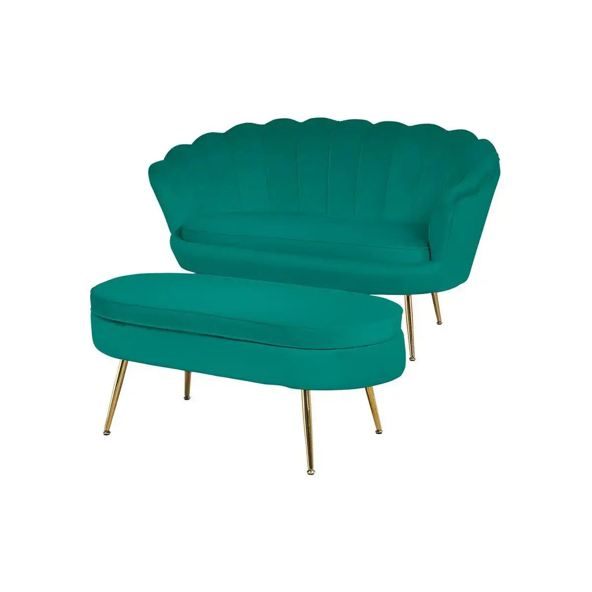 Sitzpouf oval aus Samt Grün - HomeDesign Knaus