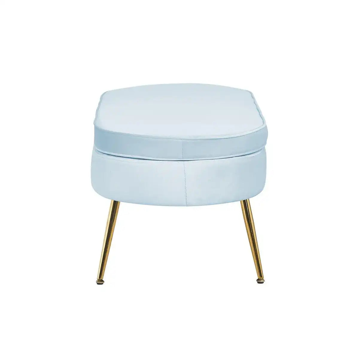 Sitzpouf oval aus Samt Hellgrau - HomeDesign Knaus