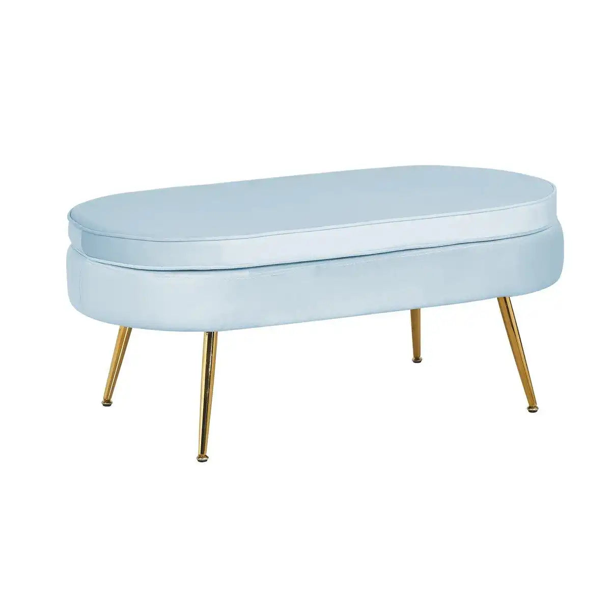 Sitzpouf oval aus Samt Hellgrau - HomeDesign Knaus