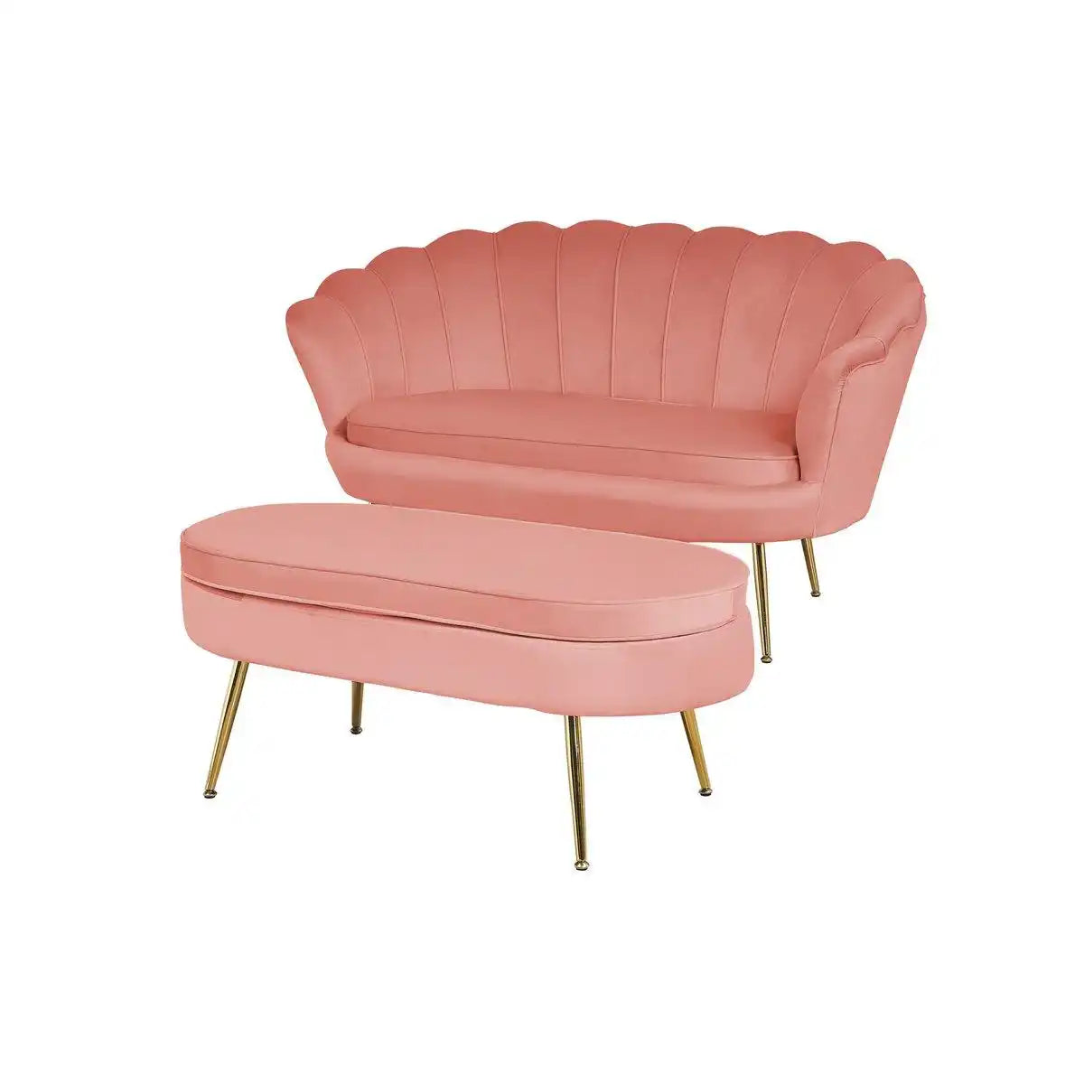 Sitzpouf oval aus Samt Rose - HomeDesign Knaus