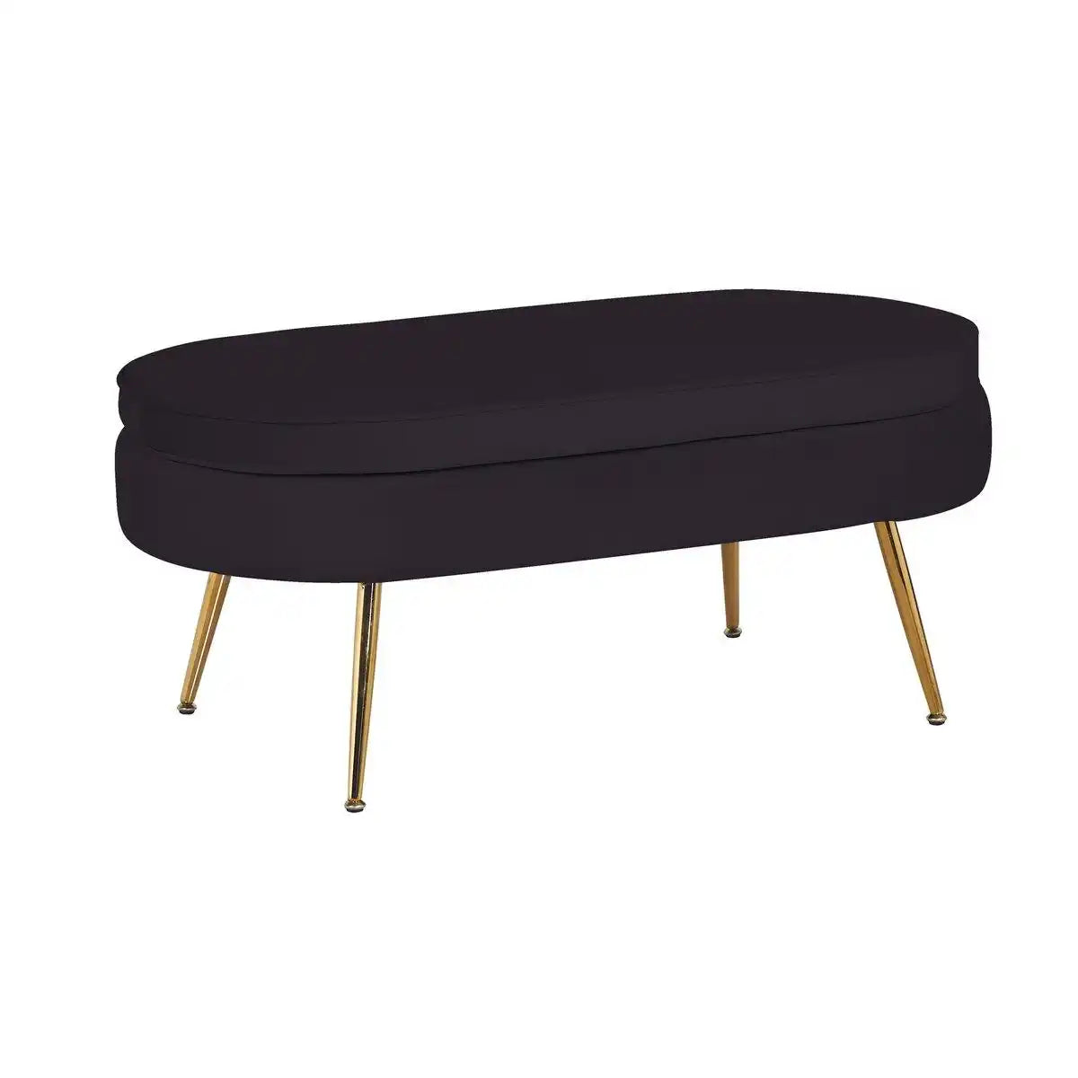 Sitzpouf oval aus Samt Schwarz - HomeDesign Knaus
