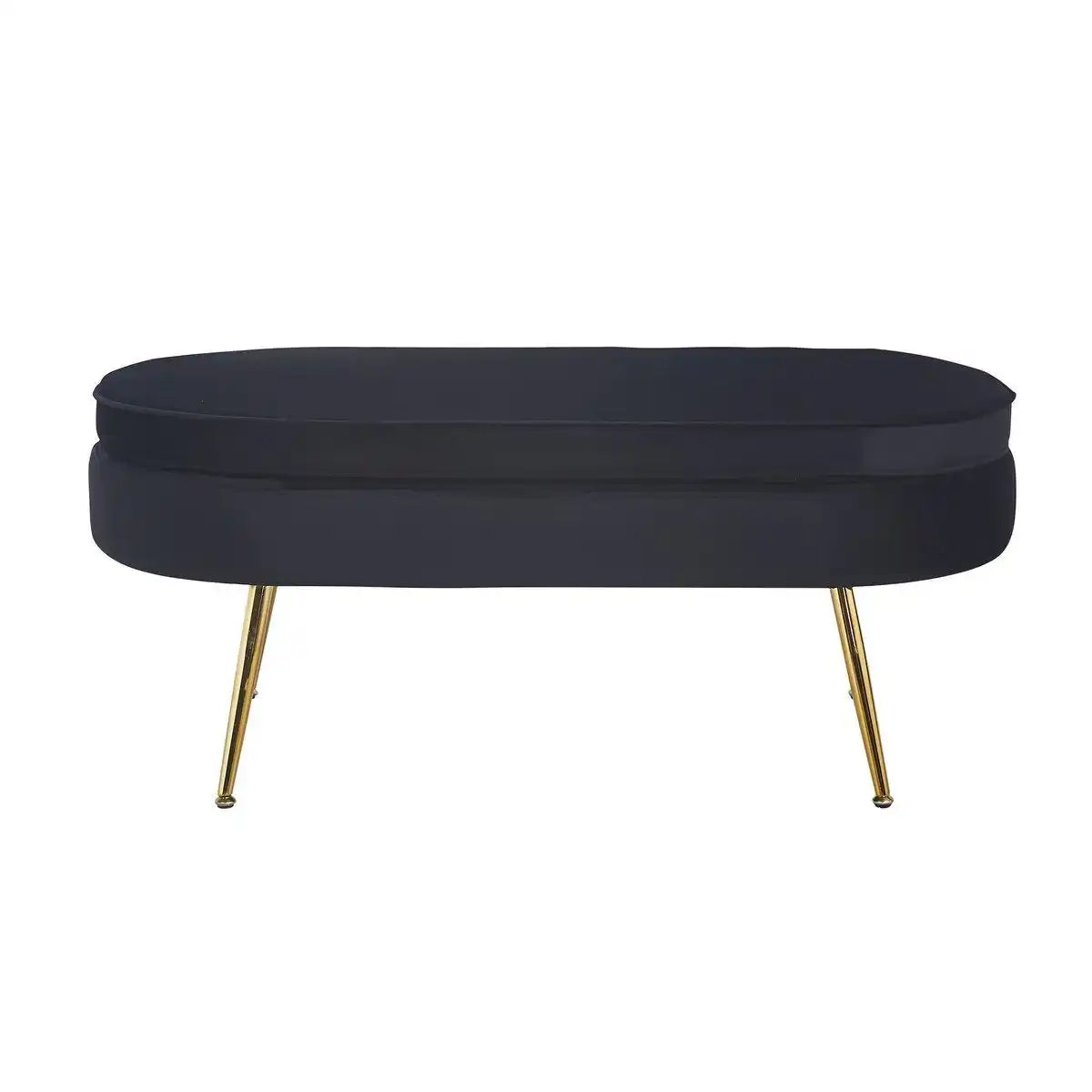 Sitzpouf oval aus Samt Schwarz - HomeDesign Knaus