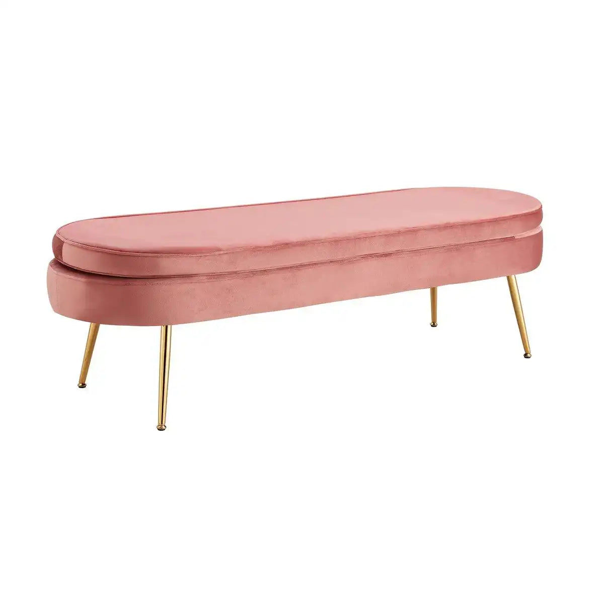 Sitzpouf oval lang aus Samt Rose - HomeDesign Knaus