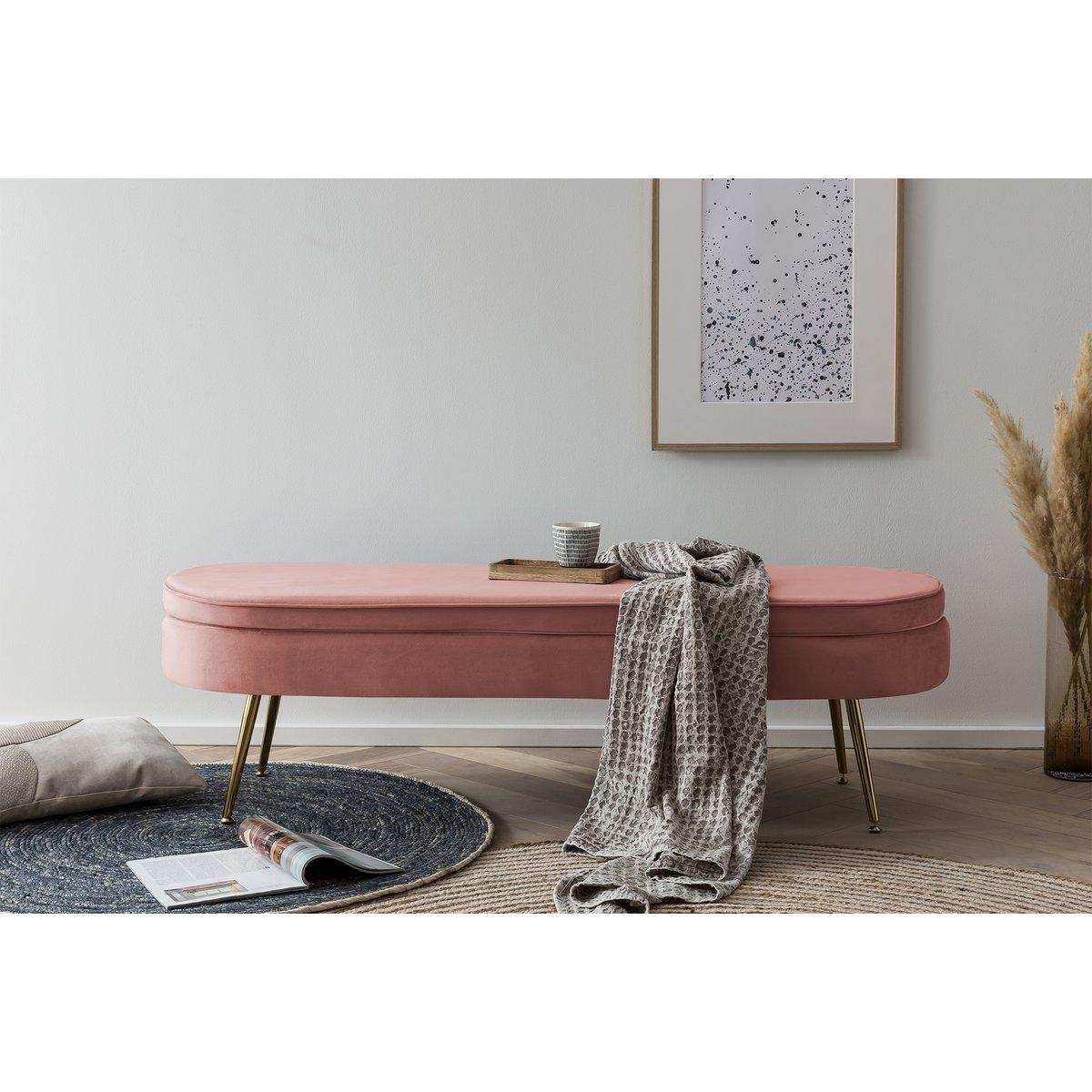 Sitzpouf oval lang aus Samt Rose - HomeDesign Knaus