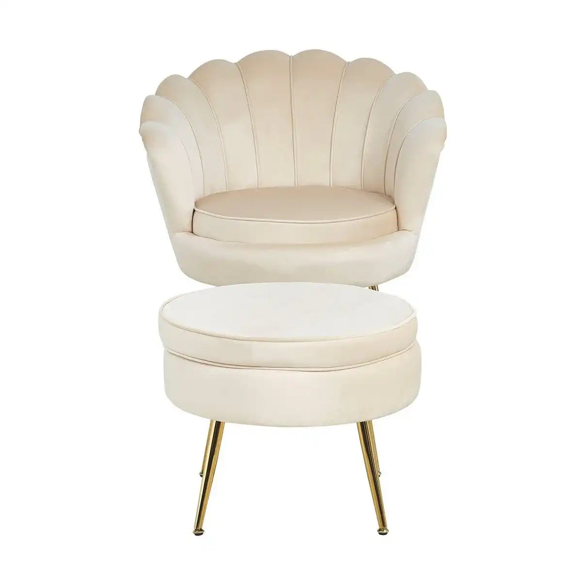 Sitzpouf rund aus Samt Beige - HomeDesign Knaus