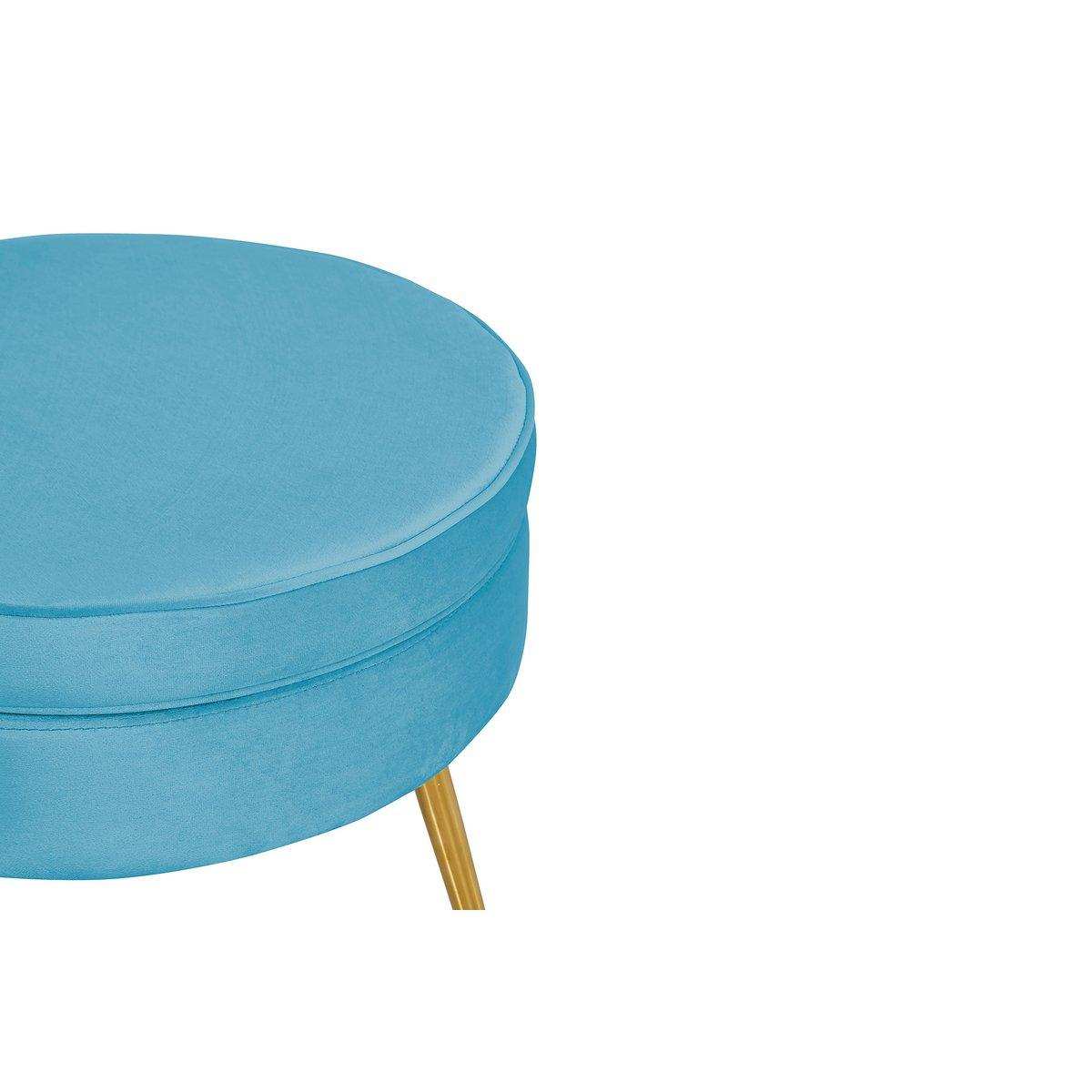 Sitzpouf rund aus Samt Blau - HomeDesign Knaus