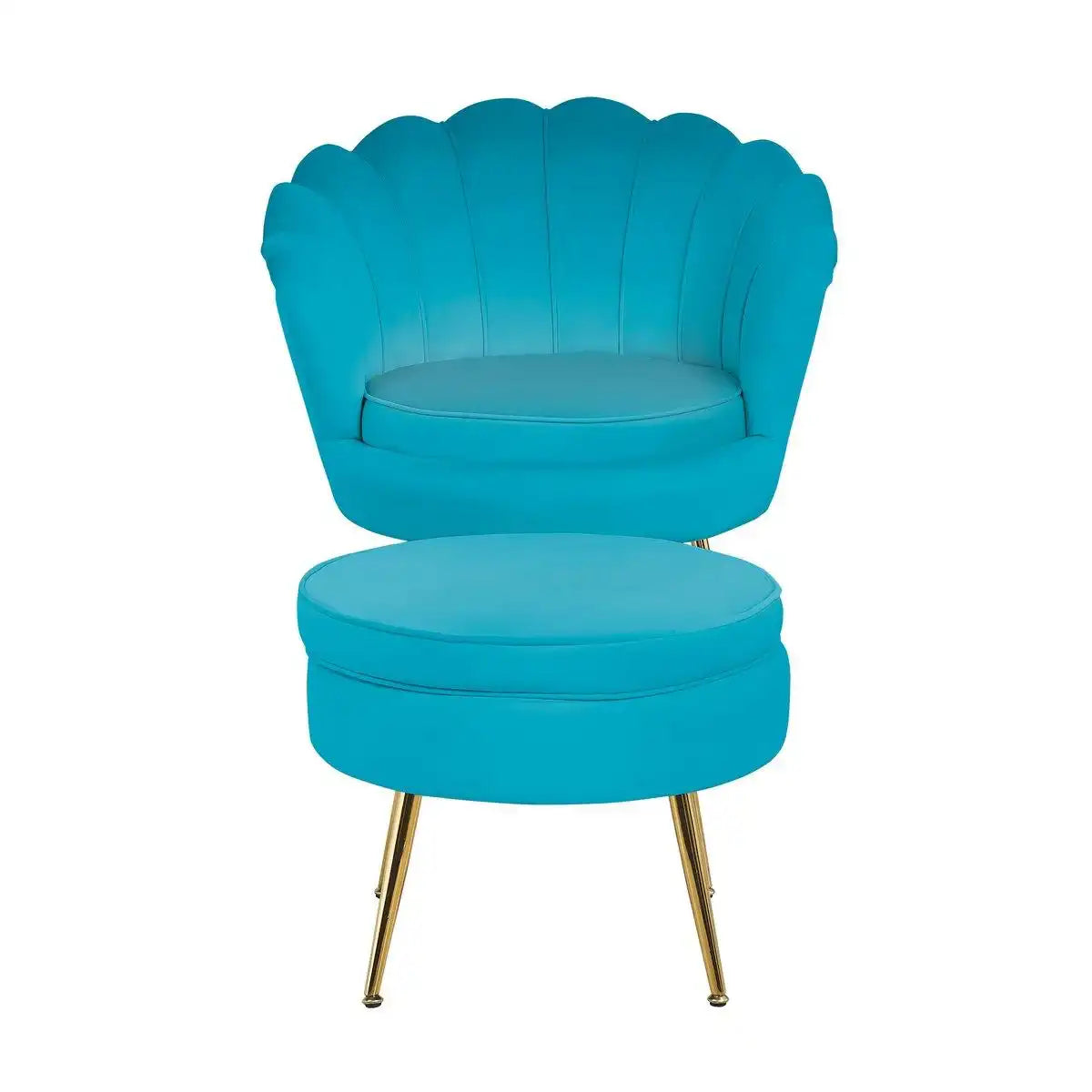 Sitzpouf rund aus Samt Blau - HomeDesign Knaus