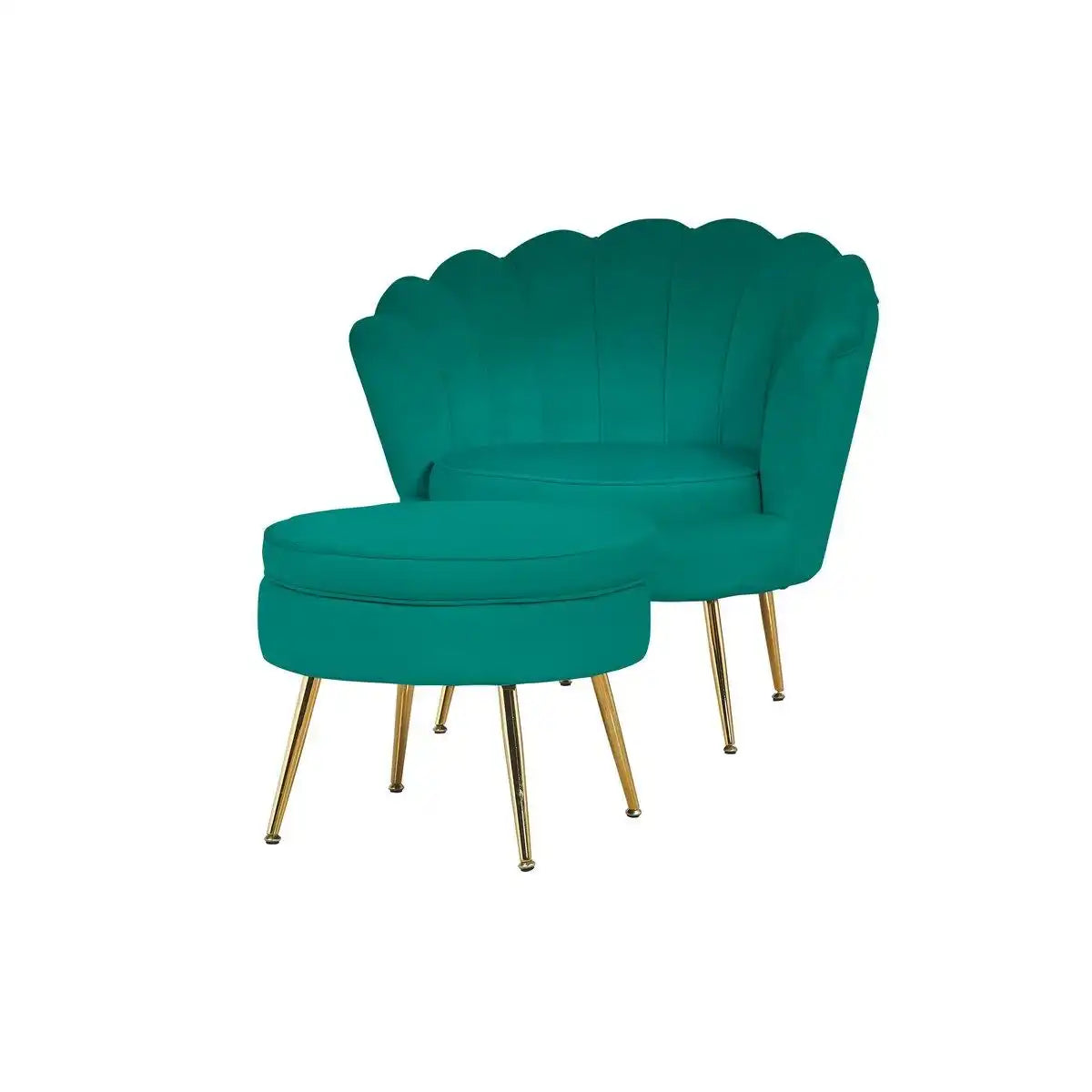 Sitzpouf rund aus Samt Grün - HomeDesign Knaus
