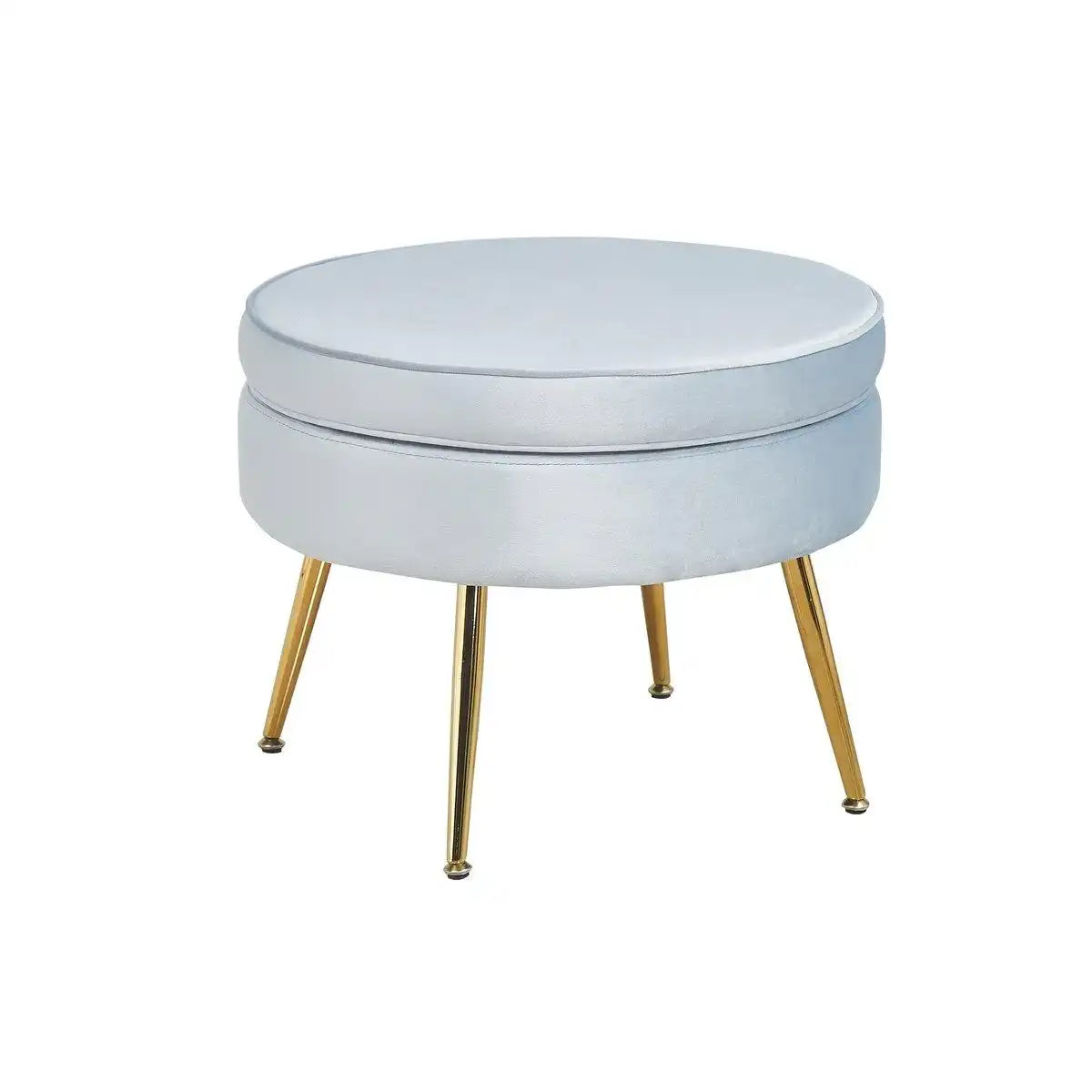 Sitzpouf rund aus Samt Hellgrau - HomeDesign Knaus