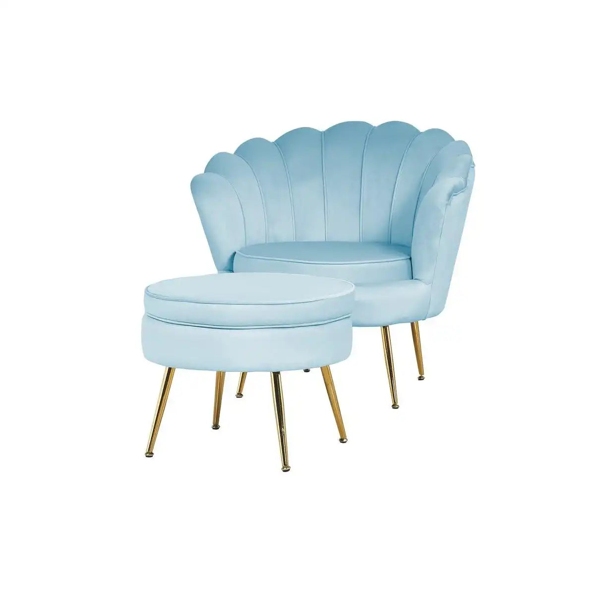 Sitzpouf rund aus Samt Hellgrau - HomeDesign Knaus