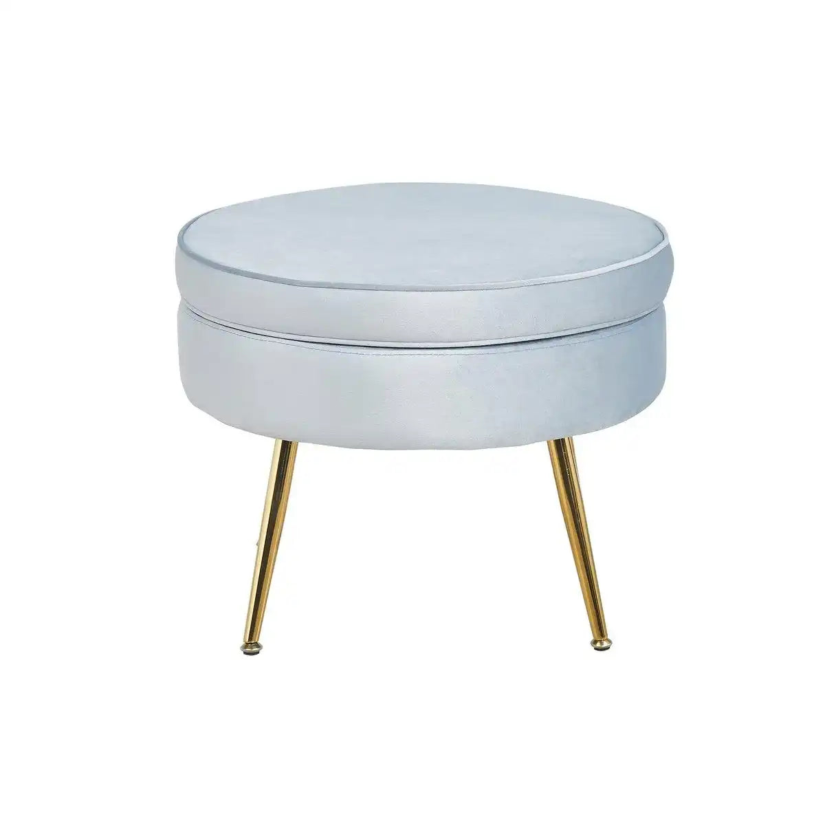 Sitzpouf rund aus Samt Hellgrau - HomeDesign Knaus