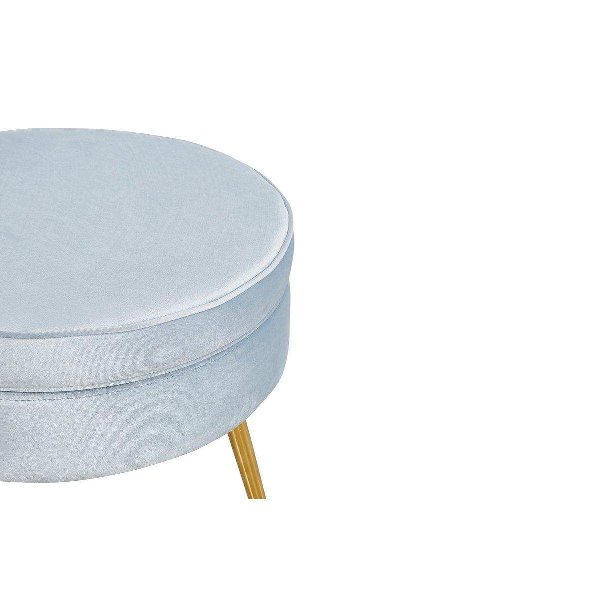 Sitzpouf rund aus Samt Hellgrau - HomeDesign Knaus