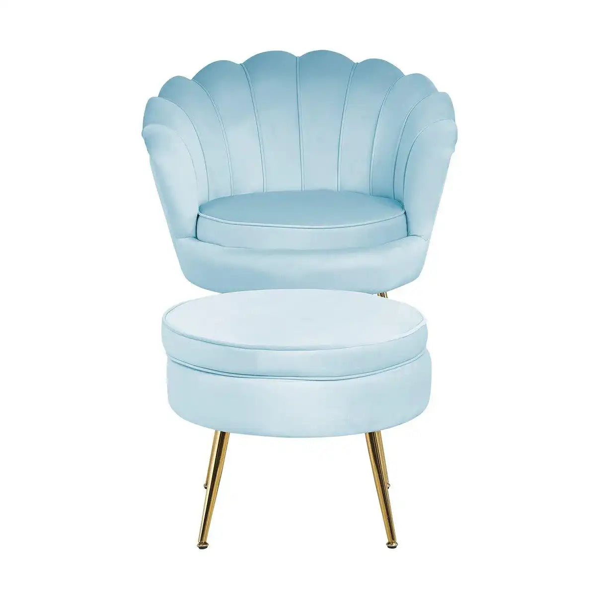 Sitzpouf rund aus Samt Hellgrau - HomeDesign Knaus