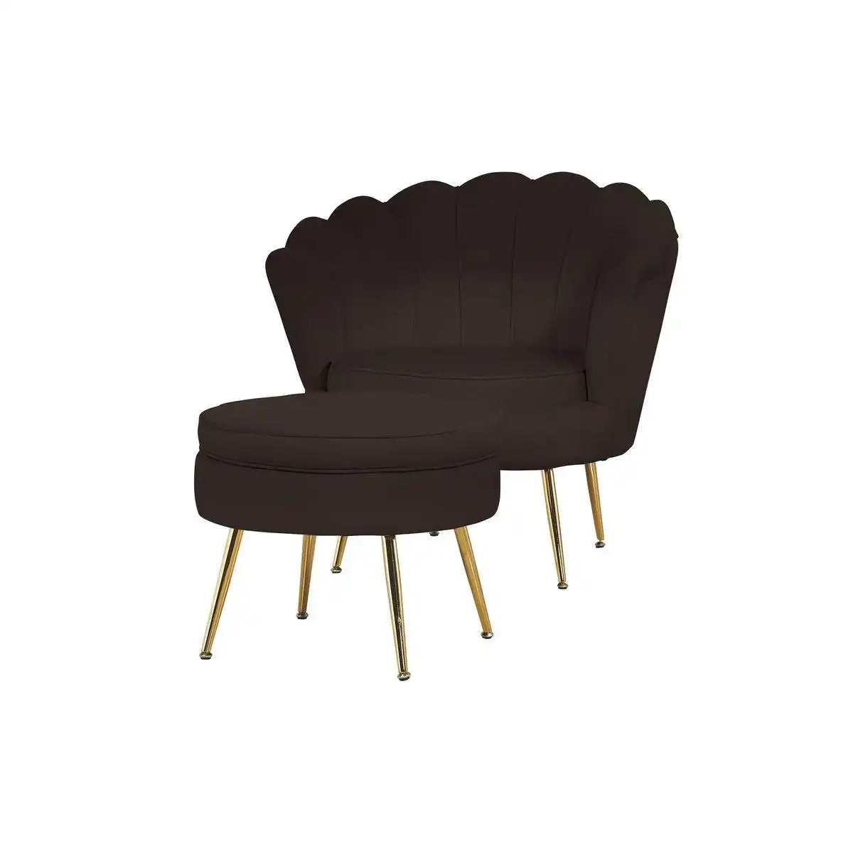 Sitzpouf rund aus Samt Schwarz - HomeDesign Knaus