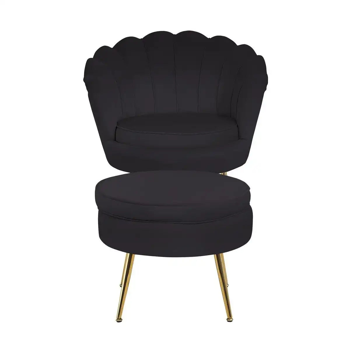 Sitzpouf rund aus Samt Schwarz - HomeDesign Knaus