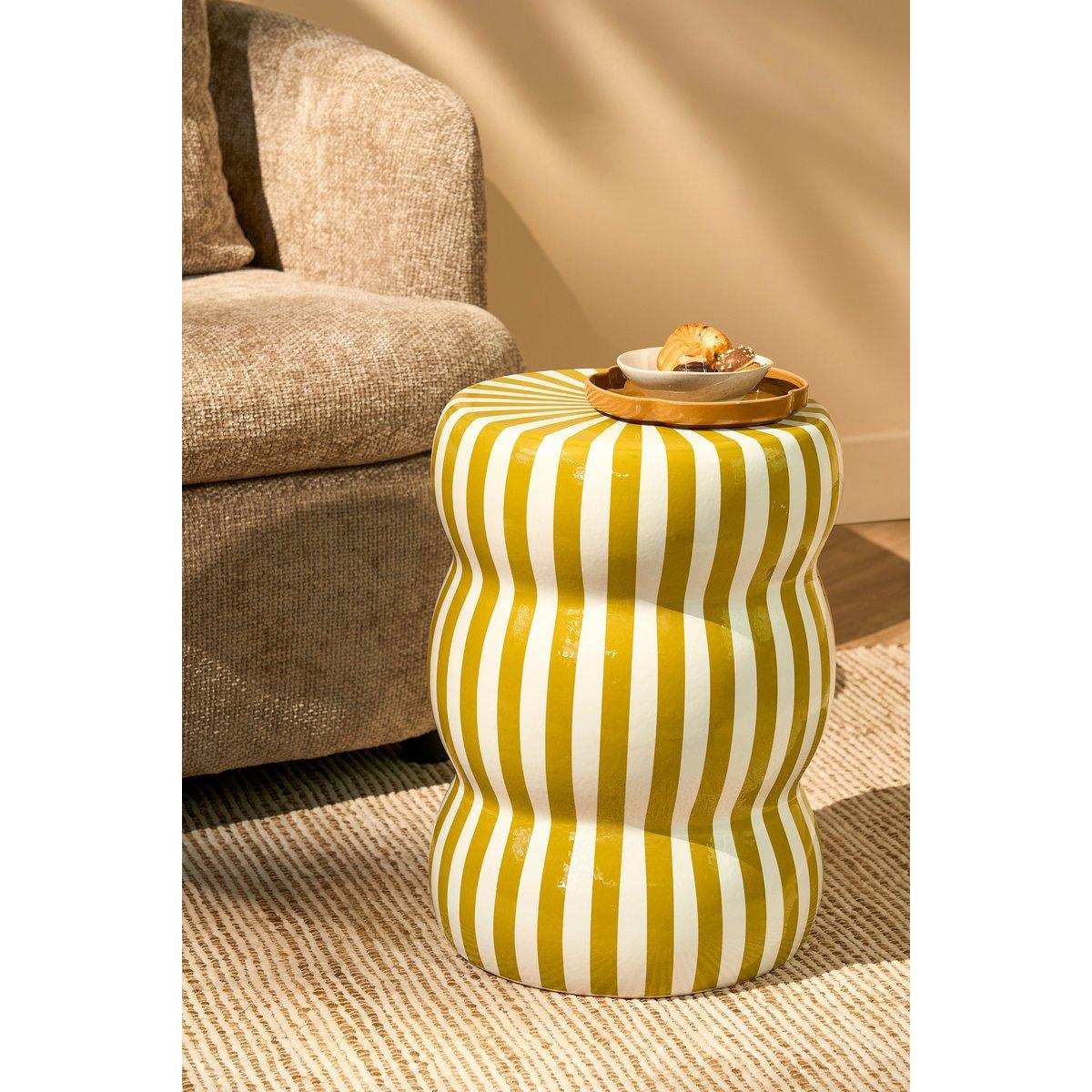 Skipper -Seitentisch - H44 x Ø32 cm - Keramik - Creme, Ocker - HomeDesign Knaus