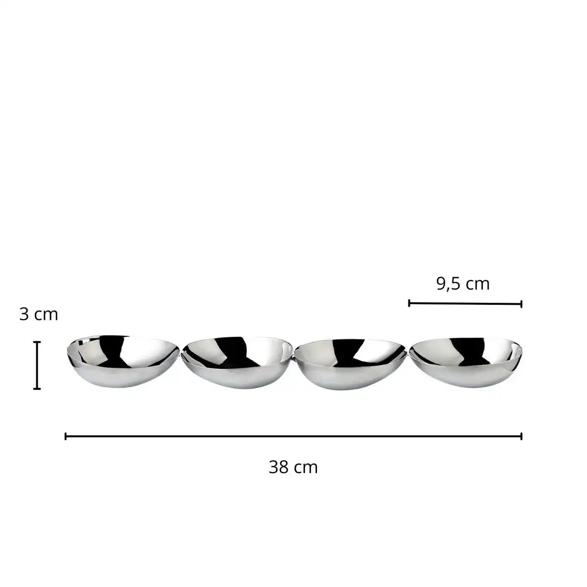 Snackschale 4-Fach Luma (L 38 cm), Edelstahl hochglanzpoliert - HomeDesign Knaus