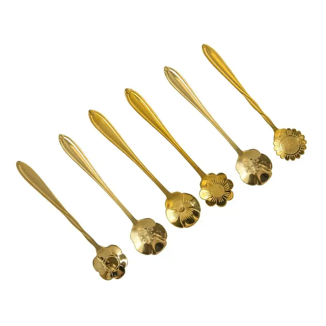 SORTIERTE GOLDENE BLUMENKUCHENLÖFFEL - 6ER-SET - HomeDesign Knaus