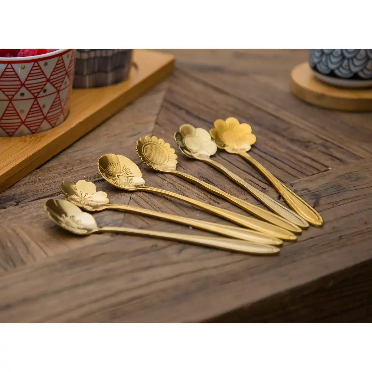 SORTIERTE GOLDENE BLUMENKUCHENLÖFFEL - 6ER-SET - HomeDesign Knaus