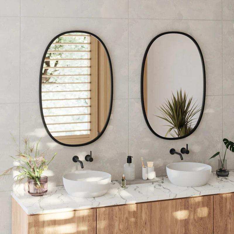 Spiegel Oval Wandspiegel Schwarz Industriell Gummikante - HomeDesign Knaus