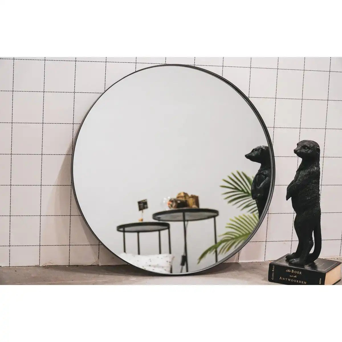 Spiegel – Runder Wandspiegel – Metall – Schwarz – Ø60 cm - HomeDesign Knaus